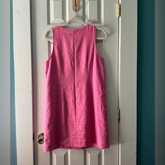 J.Crew Pink Bow Front Linen Blend Shift Dress | Preppy Classic A-Line | Size M - Picture 2 of 6